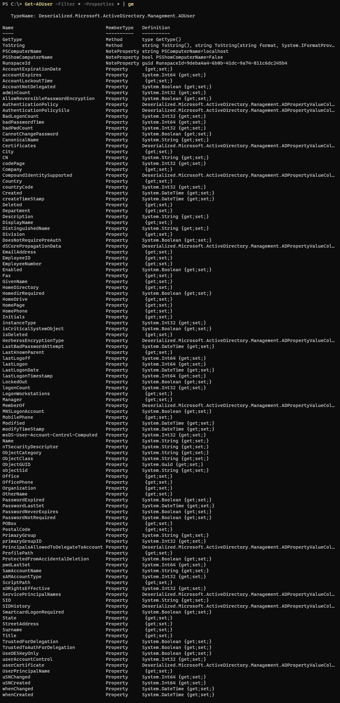 With '-Properties *' parameter